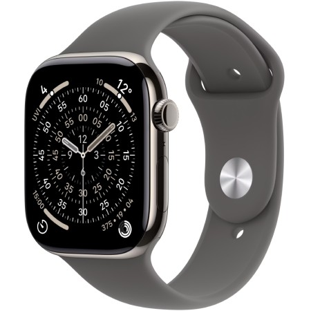 Apple Watch Series 11 5G (2025) Aluminum 46mm GPS eSIM NFC IP6X Aluminum Case Natural with Stone Grey Sport Band