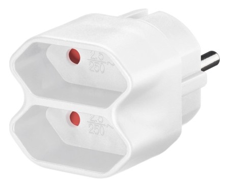 GOOBAY &alpha;&nu;&tau;ά&pi;&tau;&omicron;&rho;&alpha;&sigmaf; &rho;&epsilon;ύ&mu;&alpha;&tau;&omicron;&sigmaf; 51000, 2x Euro, 230V 2.5A, &lambda;&epsilon;&upsilon;&kappa;ό&sigmaf;