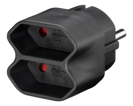 GOOBAY &alpha;&nu;&tau;ά&pi;&tau;&omicron;&rho;&alpha;&sigmaf; &rho;&epsilon;ύ&mu;&alpha;&tau;&omicron;&sigmaf; 51002, 2x Euro, 230V 2.5A, &mu;&alpha;ύ&rho;&omicron;&sigmaf;