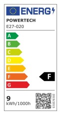POWERTECH LED λάμπα E27-020, 9W, 4000K, E27, 820lm