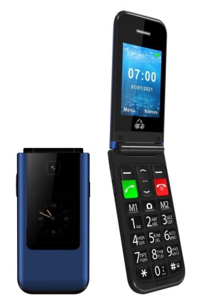 POWERTECH Κινητό Τηλέφωνο Sentry Dual II, 2 οθόνες, SOS Call, Μπλε