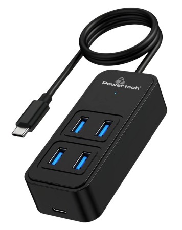 POWERTECH USB 3.2 hub PTR-0156 4x &theta;&upsilon;&rho;ώ&nu;, 5Gbps, USB-C &sigma;ύ&nu;&delta;&epsilon;&sigma;&eta;, 1m, &mu;&alpha;ύ&rho;&omicron;
