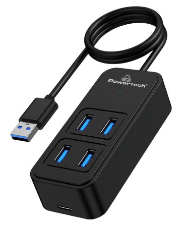POWERTECH USB 3.2 hub PTR-0157, 4x &theta;&upsilon;&rho;ώ&nu;, 5Gbps, USB &sigma;ύ&nu;&delta;&epsilon;&sigma;&eta;, 1m, &mu;&alpha;ύ&rho;&omicron;