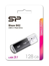 SILICON POWER USB Flash Drive Blaze B02, 128GB, USB 3.2, Μαύρο
