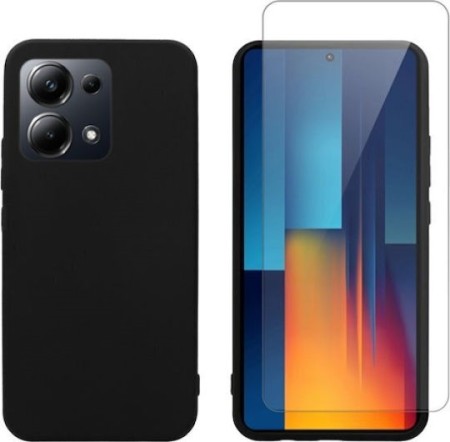 Vivid Set Matte Case Black + Tempered Glass Poco M6 Pro/Note 13 Pro 4G
